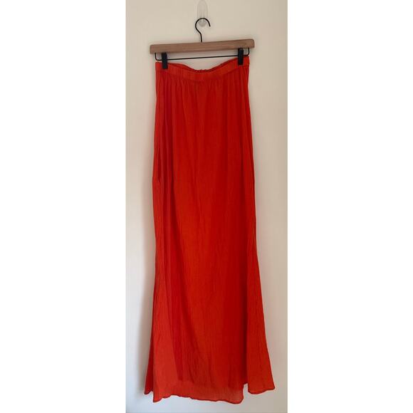Anthropologie Celandine 100% Cotton Gauze Halter Maxi Dress Orange- XS - Picture 2 of 8